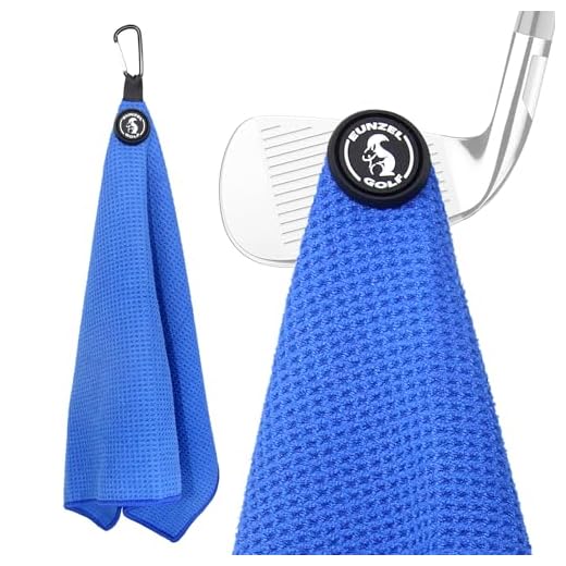 Eunzel Magnetic Golf Towel, Microfiber Waffle Golf Towel with Clip and Strength Industrial Strength Magnet for Strong Hold to Golf Bags, Carts and Clubs 15.7"x 23.6", Blue