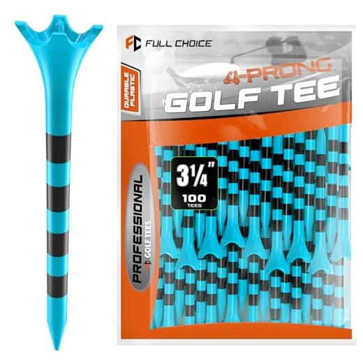 Full Choice100 Pack 3-1/4" Plastic Golf Tees, Enhanced Durability & Stability, Engineered to Minimize Friction and Side Spin（Blue）