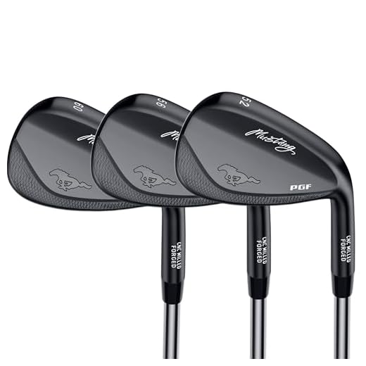 PGF Golf Mustang Forged High Toe Golf Sand Wedge Set for Men[52 56 60 Degree/RH/Black Stainless]