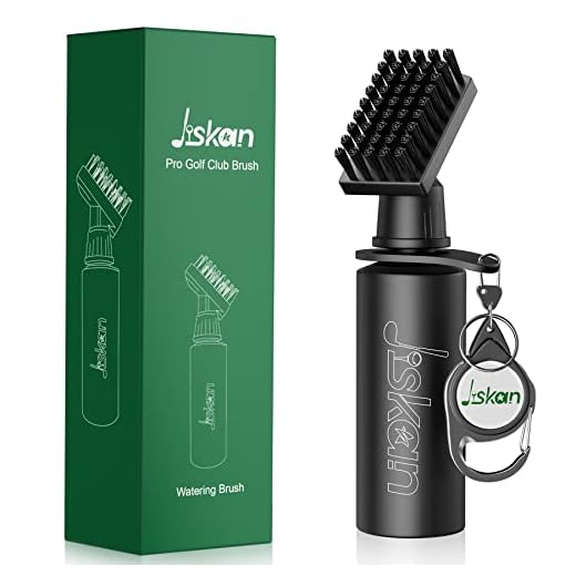 Jiskan Pro Golf Club Brush Cleaner with Retainer Clip and Squeeze Water Bottle 7.5 Inches Holds 4 Ounces of Water, Essentials Golf Accessories for Men, Best Golf Gifts for Men