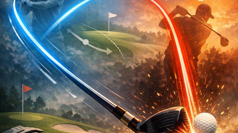 Outside takeaway and the steep downswing it creates